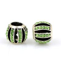 Zinc Alloy European Beads Round silver color plated DIY & with rhinestone nickel lead & cadmium free Approx Sold By Bag