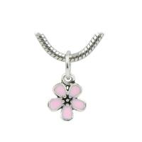 European Style Zinc Alloy Dangle Beads Flower silver color plated Unisex & enamel nickel lead & cadmium free Approx Sold By Bag