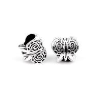 Zinc Alloy European Beads Butterfly silver color plated DIY nickel lead & cadmium free Approx Sold By Bag