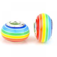 European Resin Beads with Iron Lantern silver color plated DIY rainbow colors Approx Sold By Bag