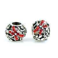 Zinc Alloy European Beads Lantern silver color plated DIY & with rhinestone red nickel lead & cadmium free Approx Sold By Bag