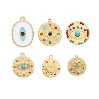Evil Eye Pendants 304 Stainless Steel gold color plated DIY & micro pave cubic zirconia & enamel golden Sold By Bag