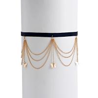 Zinc Alloy Leg Chain with Cloth gold color plated multilayer & for woman 43cm 11cm 13cm 15cm Sold By Lot