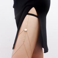 Zinc Alloy Leg Chain with Cloth & Plastic Pearl gold color plated multilayer & for woman 44cm 53cm 42cm Sold By Lot