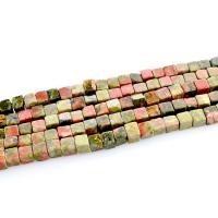 Natural Unakite Beads Square polished DIY mixed colors Length Approx 15.35 Inch Sold By Lot