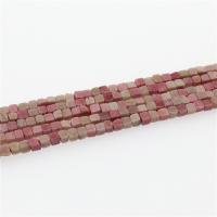 Rhodonite Beads, Square, poleret, du kan DIY, rødbrun, 4x4mm, Længde Ca. 15.35 inch, 5Strands/Lot, Ca. 86pc'er/Strand, Solgt af Lot