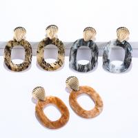 Oorbel sieraden, Zinc Alloy, met Acetaatblad, gold plated, mode sieraden & voor vrouw, meer kleuren voor de keuze, nikkel, lood en cadmium vrij, 78x42mm, Verkocht door pair
