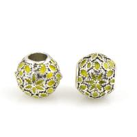 Zinc Alloy European Beads Round silver color plated DIY & enamel nickel lead & cadmium free Approx Sold By Bag