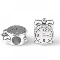 Zinc Alloy European Beads Clock silver color plated DIY nickel lead & cadmium free Approx Sold By Bag