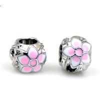 Zinc Alloy European Beads silver color plated DIY & enamel pink nickel lead & cadmium free Approx Sold By Bag
