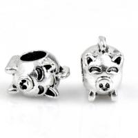 Zinc Alloy European Beads Pig silver color plated DIY nickel lead & cadmium free Approx 5mm Approx Sold By Bag