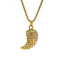 Titanium Steel Necklace Cayenne gold color plated micro pave cubic zirconia & for woman gold Length Approx 20 Inch Sold By PC