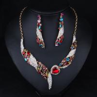 Rhinestone Jewelry Sets Zinc Alloy plated for woman & with rhinestone multi-colored Length Approx 19.68 Inch Sold By Set