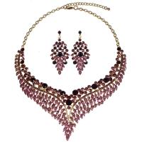 Rhinestone Jewelry Sets Zinc Alloy plated 2 pieces & for woman & with rhinestone Length Approx 19.68 Inch Sold By Set