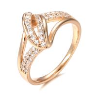 Cubic Zirconia Micro Pave Brass Ring rose gold color plated & micro pave cubic zirconia & for woman & hollow nickel lead & cadmium free 12mm US Ring Sold By PC