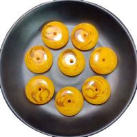 Resin Jewelry Beads Flat Round imitation beeswax & DIY yellow 28mm Approx Sold By Bag