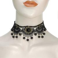 Collar gótico, Poliéster, con aleación de zinc, chapado en color bronce antiguo, Vintage & para mujer, Negro, Vendido por UD