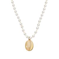 Collar de perlas de plástico, aleación de zinc, con Perlas de plástico ABS, chapado en color dorado, Joyería & para mujer, dorado, longitud 41 cm, Vendido por UD