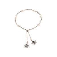 Pulsera de Aleación de Zinc, con Perlas plásticas, Estrella, chapado en color de plata, para mujer & con diamantes de imitación, 65mm, Vendido por UD
