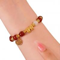 Red Agate Bracelets with Zinc Alloy Bowknot fashion jewelry & for woman Length Approx 6.3-7 Inch Sold By PC