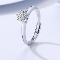 Thailand Sterling Silver Finger Ring silver color plated Adjustable & micro pave cubic zirconia & for woman Sold By Lot