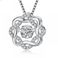 Thailand Sterling Silver Pendants plated for woman & with rhinestone & hollow 16mm Sold By Lot