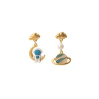 asymmetrische oorbellen, Zinc Alloy, gold plated, mode sieraden & moffelen vernis & voor vrouw & glazuur, multi-gekleurde, Verkocht door pair