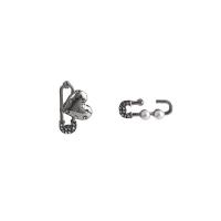 asymmetrische oorbellen, Zinc Alloy, met ABS kunststof parel,  oorbel bericht, silver plated, mode sieraden & voor vrouw, twee verschillende gekleurde, Verkocht door pair