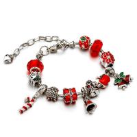 Christmas Holiday Bracelet Zinc Alloy with Crystal with 1.97 extender chain plated Christmas Design & Unisex & enamel mixed colors nickel lead & cadmium free Length 7.1 Inch Sold By PC