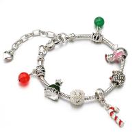 Christmas Holiday Bracelet Zinc Alloy with Crystal with 1.97 extender chain plated Christmas Design & Unisex & enamel & with rhinestone mixed colors nickel lead & cadmium free Length 7.1 Inch Sold By PC