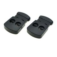 Kunststoff Feder Stopper-Schnalle, DIY, schwarz, 30x17.65x5.28mm, Bohrung:ca. 5.65mm, verkauft von PC