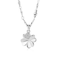 Thailand Sterling Silver Pendants Four Leaf Clover plated micro pave cubic zirconia & for woman Sold By Lot