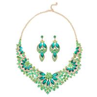 Rhinestone Jewelry Sets Stud Earring & necklace Zinc Alloy with 1.97inch extender chain 2 pieces & fashion jewelry & for woman & with rhinestone nickel lead & cadmium free 3*2.3cm Length Approx 16.93 Inch Sold By Set