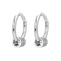 Brass Hoop Earring fashion jewelry & for woman silver color nickel lead & cadmium free 17mm Sold By Pair