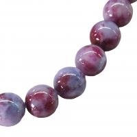 Natural Jade Beads Pale Brown Jade Round painted DIY fuchsia Sold Per Approx 40 cm Strand