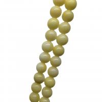 Mashan Jade Perla, Krug, uglađen, možete DIY & različite veličine za izbor, žut, Prodano Per Približno 40 cm Strand