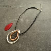 Zinc Alloy Jewelry Necklace with leather cord with 3.15 extender chain plated for woman mixed colors nickel lead & cadmium free Length 17.72 Inch Sold By PC