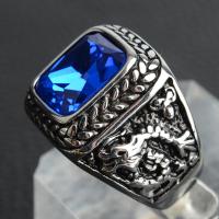 Gemstone Finger Ring, Titanium Staal, met Edelsteen, plated, uniseks & verschillende grootte voor keus, meer kleuren voor de keuze, Verkocht door PC
