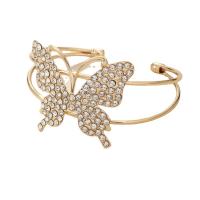 Zinc Alloy Bangle Butterfly gold color plated Double Layer & for woman & with rhinestone & hollow nickel lead & cadmium free 62mm Sold By PC