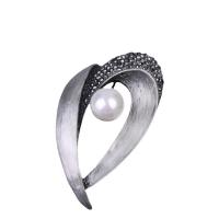 Plastic Pearl Brooch Zinc Alloy with Plastic Pearl plated fashion jewelry & Unisex & with rhinestone Sold By PC