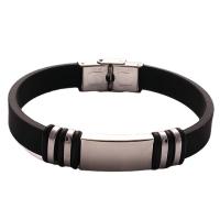 Silicone Bracelets 304 Stainless Steel with Silicone polished Unisex black Length Approx 20.5 cm Sold By PC