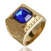 Pierścień z kamieniem szlachetnym, Titantium stali, ze Kamień szlachetny, Platerowane w kolorze złota, dla obu płci & różnej wielkości do wyboru, dostępnych więcej kolorów, sprzedane przez PC