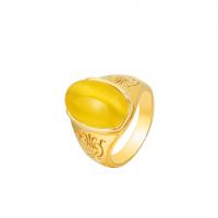 Gemstone Finger Ring, Titanium Staal, met Edelsteen, gold plated, uniseks & verschillende grootte voor keus, meer kleuren voor de keuze, Verkocht door PC