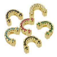 Kubisk Zirconia Micro Pave Messing Perler, guldfarve belagt, mode smykker & du kan DIY & Micro Pave cubic zirconia & for kvinde, flere farver til valg, 11x8x5.50mm, Hole:Ca. 1.5mm, 10pc'er/Lot, Solgt af Lot