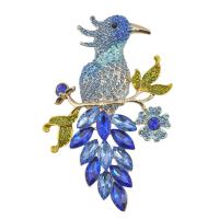 Rhinestone Brooch Zinc Alloy Bird gold color plated Unisex & with rhinestone mixed colors nickel lead & cadmium free Sold By PC
