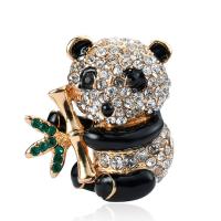 Rhinestone Brooch Zinc Alloy Panda gold color plated Unisex & enamel & with rhinestone mixed colors nickel lead & cadmium free Sold By PC