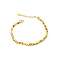 laiton bracelet, avec 4cm chaînes de rallonge, Placage de couleur d'or, bijoux de mode & pour femme, doré, protéger l'environnement, sans nickel, plomb et cadmium, Longueur 18 cm, Vendu par PC