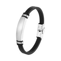 Leather Cord Bracelet 316L Stainless Steel with Leather fashion jewelry & Unisex Length Approx 21 cm Sold By PC
