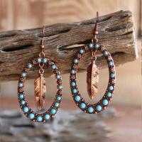 Turquoise Earring Zinc Alloy with turquoise plated vintage & fashion jewelry & for woman nickel lead & cadmium free Sold By Pair