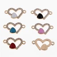 Heart Zinc Alloy Connector KC gold color plated DIY & enamel & with rhinestone & 1/1 loop & hollow nickel lead & cadmium free Approx Sold By Bag